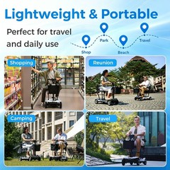2026 Foldable 4-Wheel Mobility Scooter Seniors Adults 18.6 Mile Airline Approved