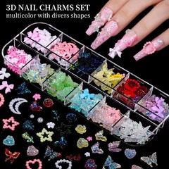 Fandamei Nail Charms Nail Rhinestones Kit 8 Boxes Of Nail Gems 3D Charms For