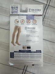 Truform 20-30 mmHg Thigh High Compression Hose Black XL Closed Toe Silicone Top