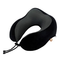 Makimoo Memory Foam Travel Pillow, Neck Pillow with 360-Degree Head Black