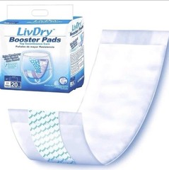 LivDry Incontinence Booster Pads, Use with Adult Diapers for Women Or Men, 20 CT