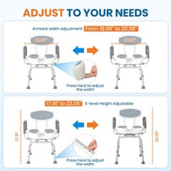 Rotating Bariatric Bath Chair Full Armrest Back Support