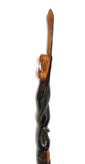 43″ Hand Carved Painted Wood Walking Stick Cane Warrior Wood Bearded Snake Man