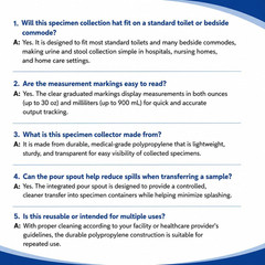 Vakly Graduated Specimen Collector Pans [Pack of 1] Toilet Nursing Hat for Urine