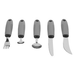 5pcs Household Utensils Stainless Steel Rubber Handle Spoon Fork Set For Home