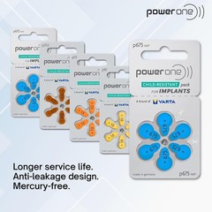 60 Mercury Free Hearing Aid Batteries Size: 675P Cochlear Implant by
