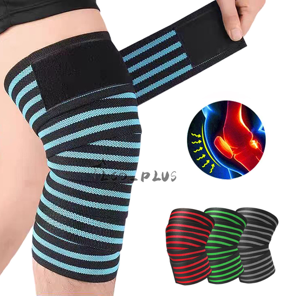 Elastic Knee Brace Leg Support Sleeve Grip Straps Wrap Gym Power Weight lifting