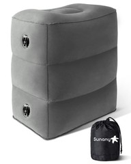 Sunany Inflatable Foot Rest Pillow for Airplane 1 Pack, Dark Grey