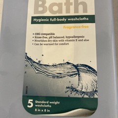 Bath Cleansing Washcloths, 8 Per Pack, 3 Packs (24 Total)