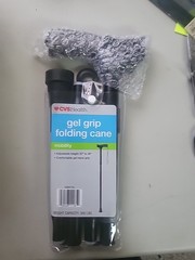 Health Gel Grip Folding Cane, Max Weight Cap Black And Silver New In Package
