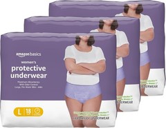 Amazon Basics Incontinence & Postpartum Underwear for Women, Large 54Count