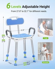 Wide Shower Chair for Inside Shower, Stable Bracing Design, 400 lbs