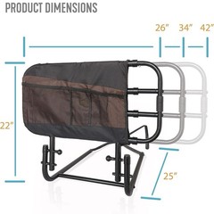 Stander EZ Adjustable Senior Bed Rail and Bed Assist Grab Bar for Elderly Adults