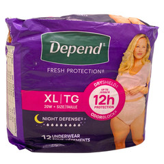 Depend Fresh Protection Night Defense Incontinence Underwear for Women XL 36 Cou