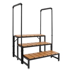 3 Steps Stairs with Dual-handrails Stairs w/Leveling Foot Step Stairs