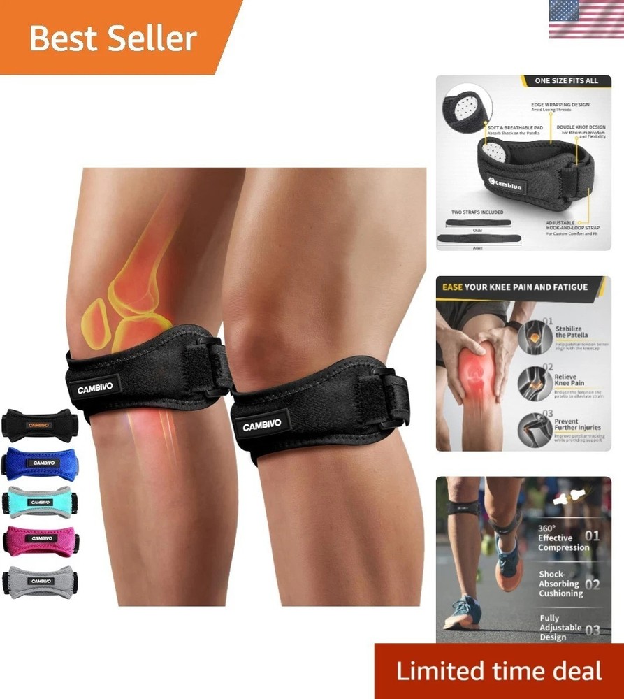 2 Pack Adjustable Patella Tendon Knee Straps – Pain Relief for Active Lifestyles