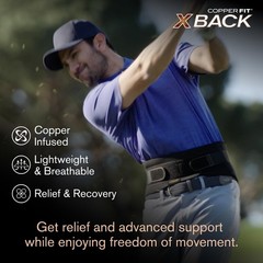 Adjustable Copper Fit X-Back Brace for Lower Back Pain Relief, Lumbar Support, S