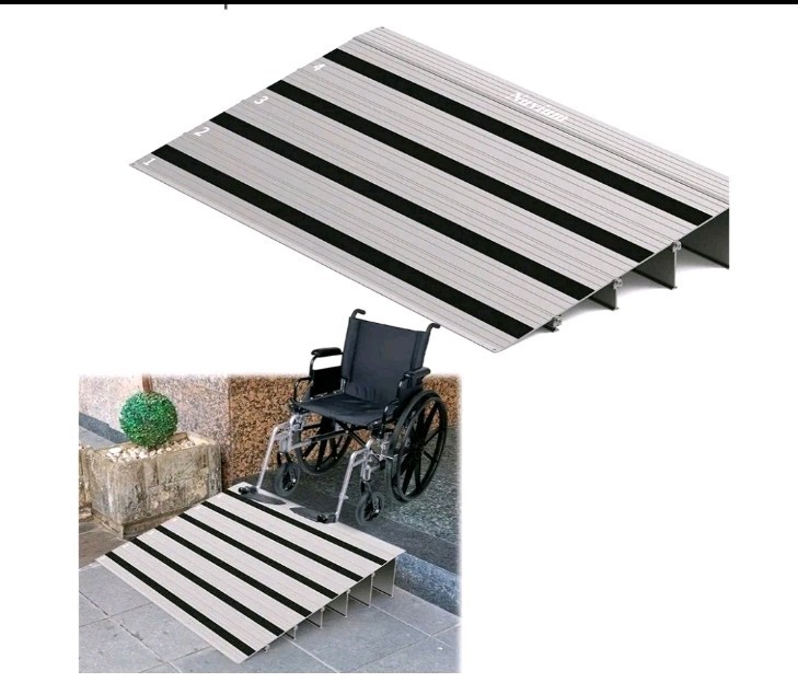 Nuvium 4″ Rise Modular Threshold Ramp for Doorways, Stable Wheelchair Ramp fo