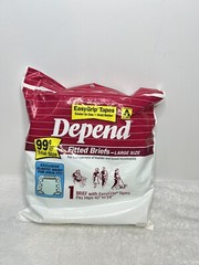 New 1990 Vintage Depend Fitted Briefs Large Trial Size 1 Brief with Tapes