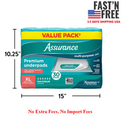 Assurance Unisex Premium Underpad for Adults, XL, Maximum Absorbency, 30 Ct, 2PK