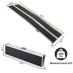 10FT Aluminum Multi-Folding Wheelchair Ramp Briefcase Style Portable Heavy Duty