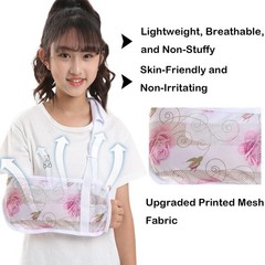 Large Rose Kids Print Mesh Arm Sling Adjustable Breathable Girls Broken Arm
