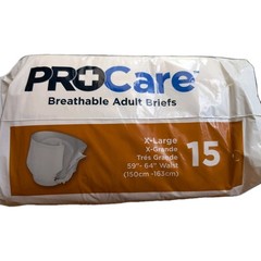 ProCare Breathable Adult Briefs X-Large 59″-64″ Waist 15 Count New/Unopened