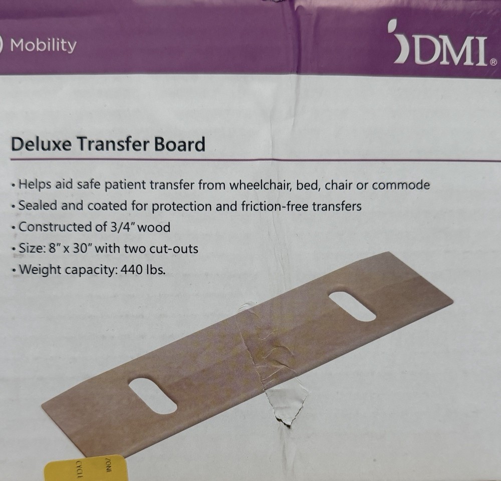 DMI Mobility Deluxe Wood Transfer Board Seniors & Disabled 440 lbs Capacity New