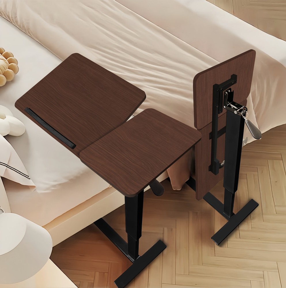 Bedside Table Folding Laptop Stand Overbed Table with Wheels Height Adjustable