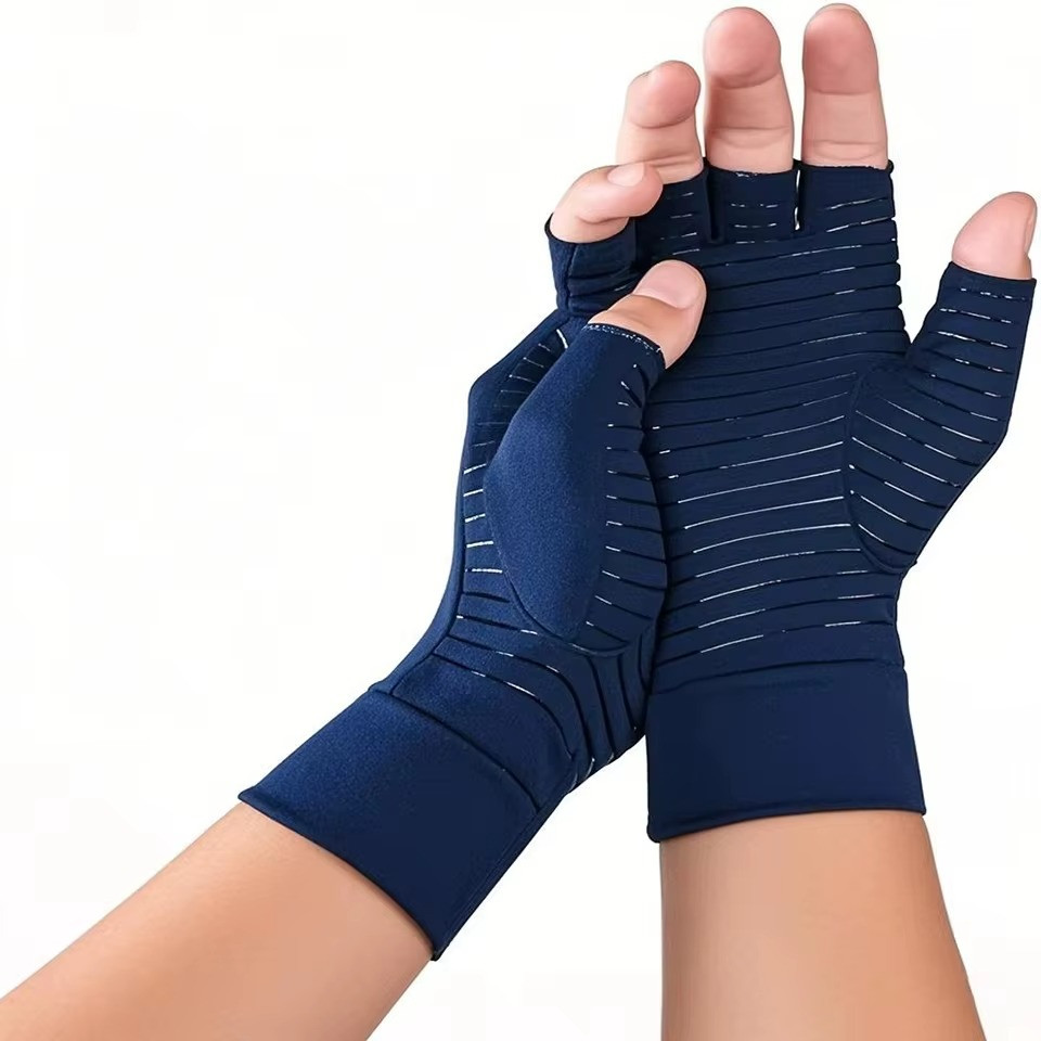 Copper Arthritis Compression Gloves Hand Support Pain Relief Joint Self Care Fin
