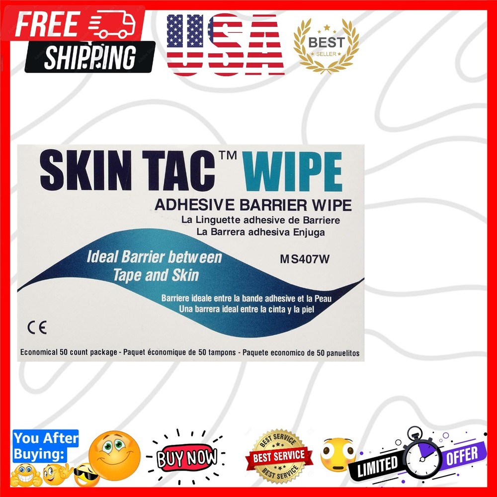 Skin Tac H Adhesive Barrier Wipes, 50 Count – Perfect for Sensitive Skin Care