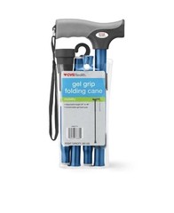 CVS Gel Grip Folding Cane 32”-36” Height, Up to 300 lb, Blue, Brand-New In Box