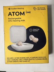 AUDIEN ATOM ONE Rechargeable OTC Hearing Aid Dock/Case USB Cable Adapter OpenBox