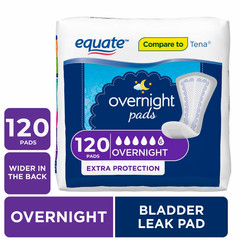 Equate Options Women’s Incontinence Pads, Unscented, Overnight (120 Count)