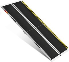 7FT Portable Home Wheelchair Ramp Anti-Slip Aluminum Steps Folding 600 LBS