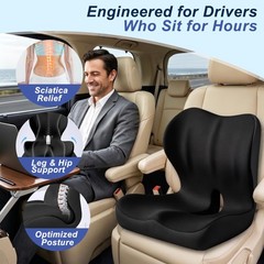 BANKQF Seat Cushion for Office Chair and Car, Ergonomic Memory Large, Black