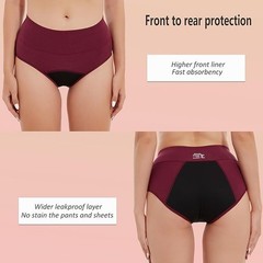 5pcs Triangle Period Underwear High-waisted 4-layer Leak-Proof 100% cotton women