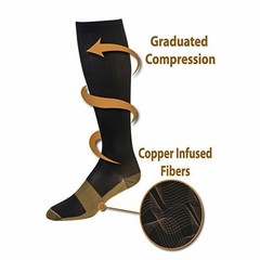 5 Pairs Mens Womens Copper Socks 15-20mmHg Compression Graduated Support S -XXL