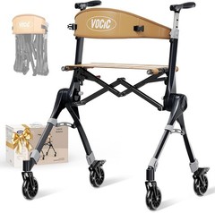 Z35 PackGo Foldable Lightweight Rollator Walker Black Magnesium Alloy Frame