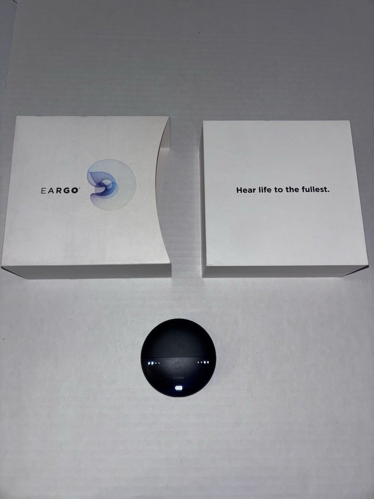 Eargo Hearing Aids W/Charger, Cleaning Kit, & Rechargeable Case Read Description