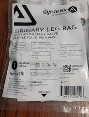 5 Dynarex Urinary Leg Bag Anti Reflux Valve Pathway #4281 Medium 600mL
