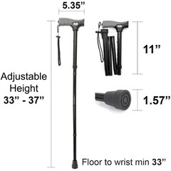 FSA/HSA Eligible, Vaunn 5.35“ x 1.5“ x 33-37“, Black With Gray Handle
