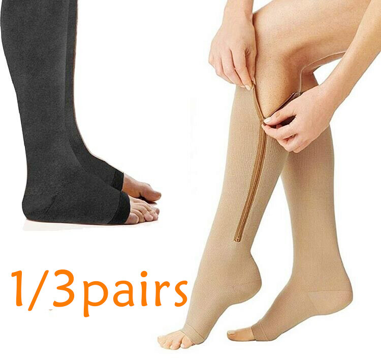 Plus Size Compression Socks Vital Socks With Zipper Toeless Circulation Socks