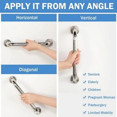 2x Stainless Steel Grab Bar Bathroom Safety Handicap Shower Tub Handle Support