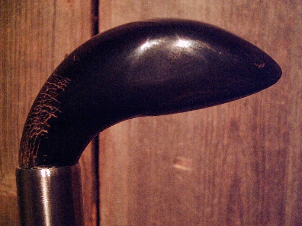 walking stick Buffalo Horn handle stainless steel collar maple shaft MADE IN USA