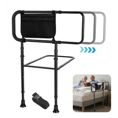 Adjust Bed Rails for Elderly Adults Seniors Rail Assist Safety w/Storage Pocket
