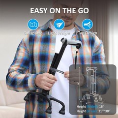 Rehand Quad Canes, Walking Cane for Men & Women with Ergonomic Natural Black