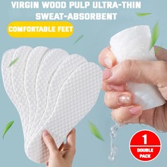 10 Pairs Disposable Wood Pulp Insoles Thin Breathable Sweat Shoe Pads Unisex