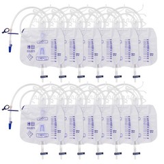 10Pcs Urinary Drainage Bag 2000ml Capacity with Anti-Reflux Chamber Tube Hook