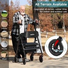 StrollAid Upright Walkers for Seniors 450lbs Heavy Duty Stand Up Rollator Walker